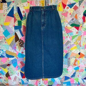 LL Bean vintage skirt 80s 90s denim jean midi  31/32 waist |M - L | union made